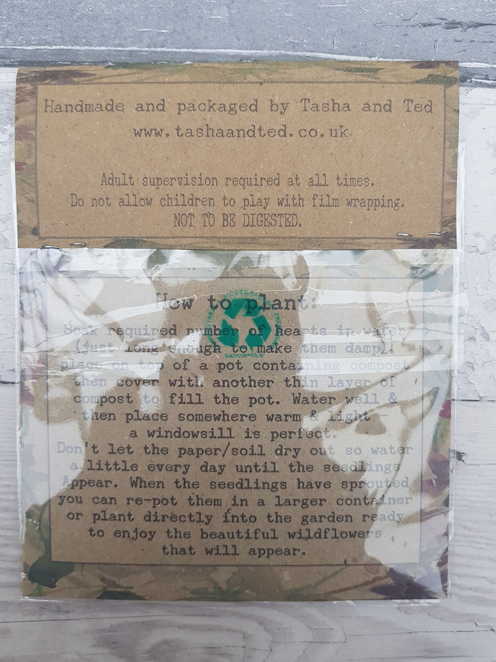 Thumbnail: close up of planting instructions for seeded shapes ideal for favours