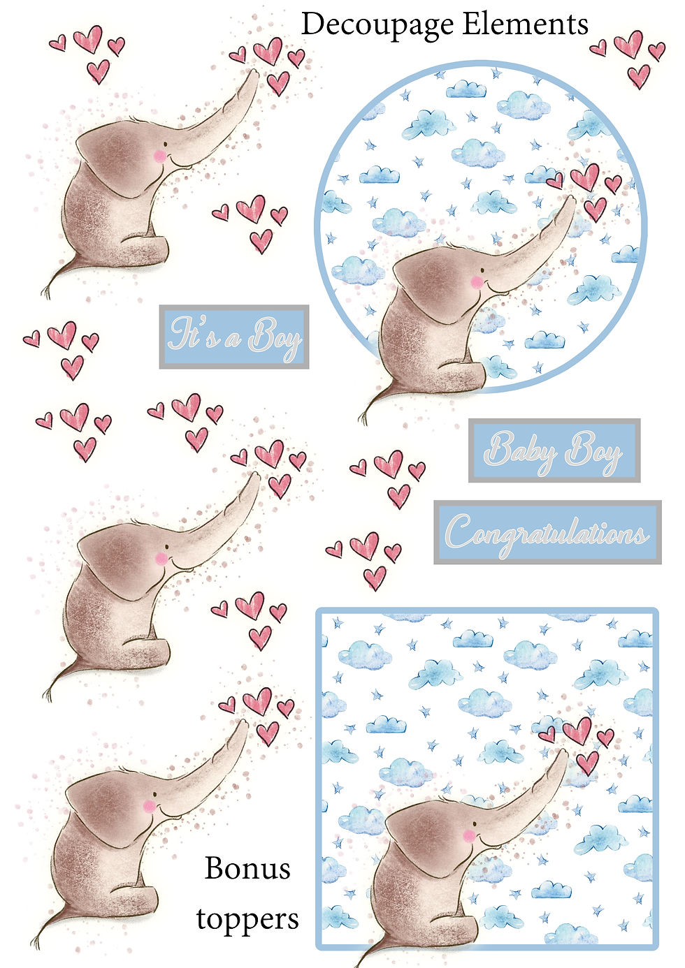 Thumbnail: ELEPHANT BABY MINI CARD MAKING KIT - BLUE