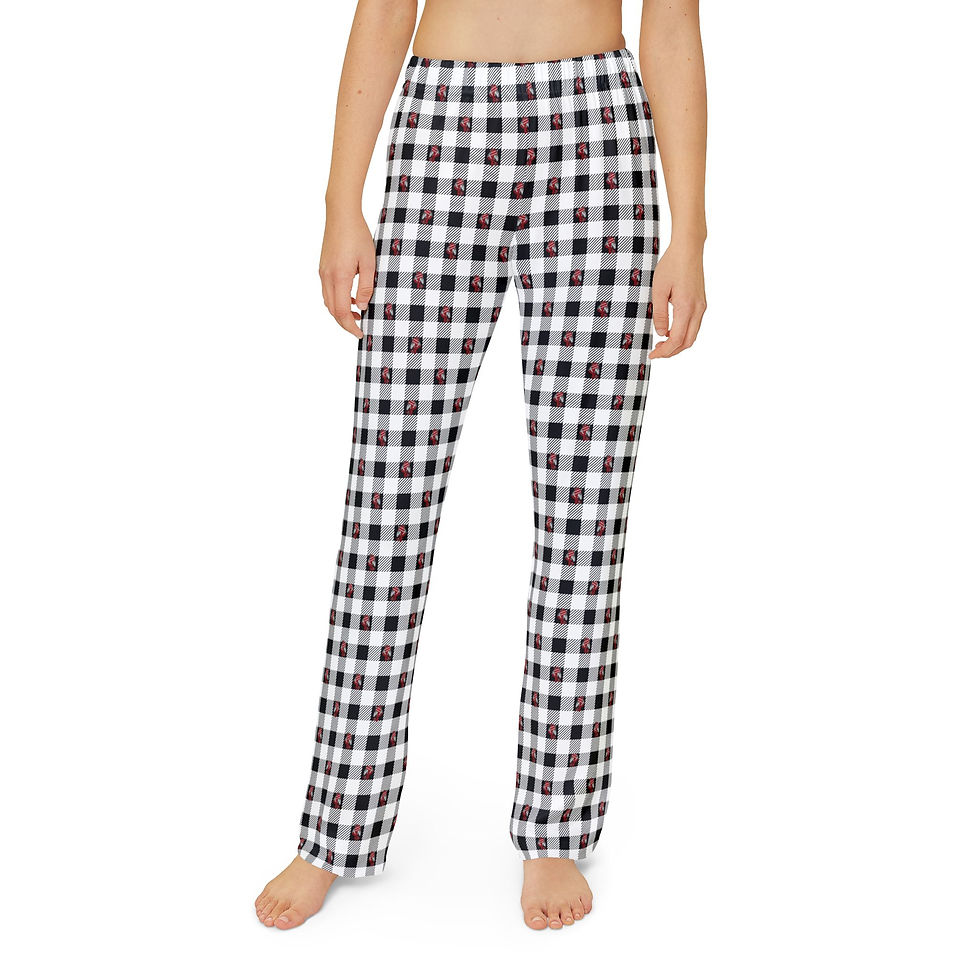 Thumbnail: Kids Black and White Buffalo Plaid PJ Pants 