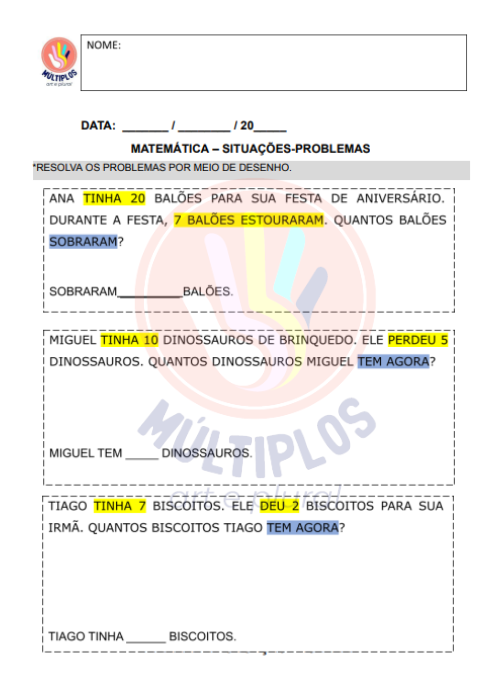 Bloco de Atividades Adaptadas – Matemática (1º e 2º Ano)