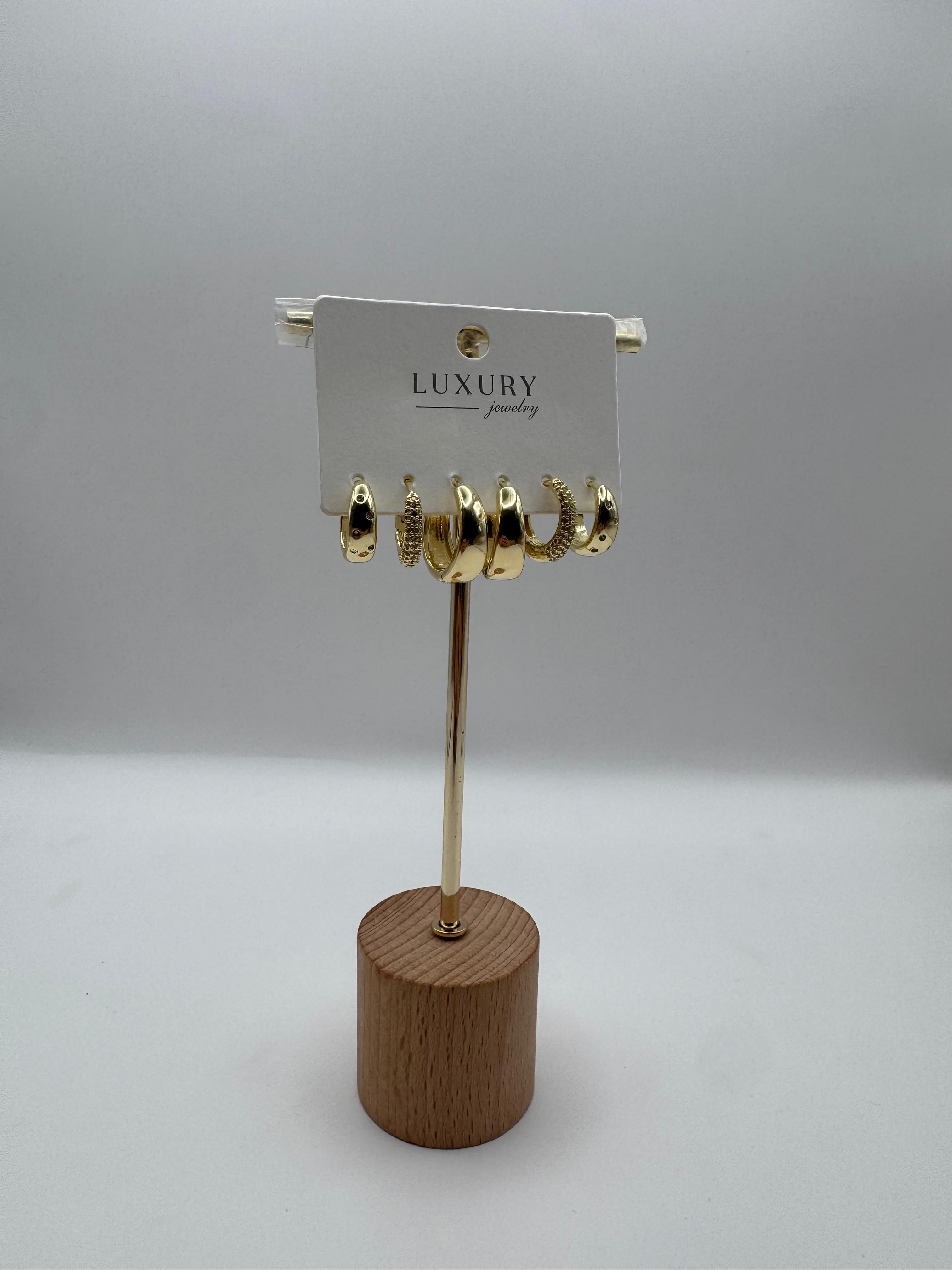 3'lü Gold Küpe 