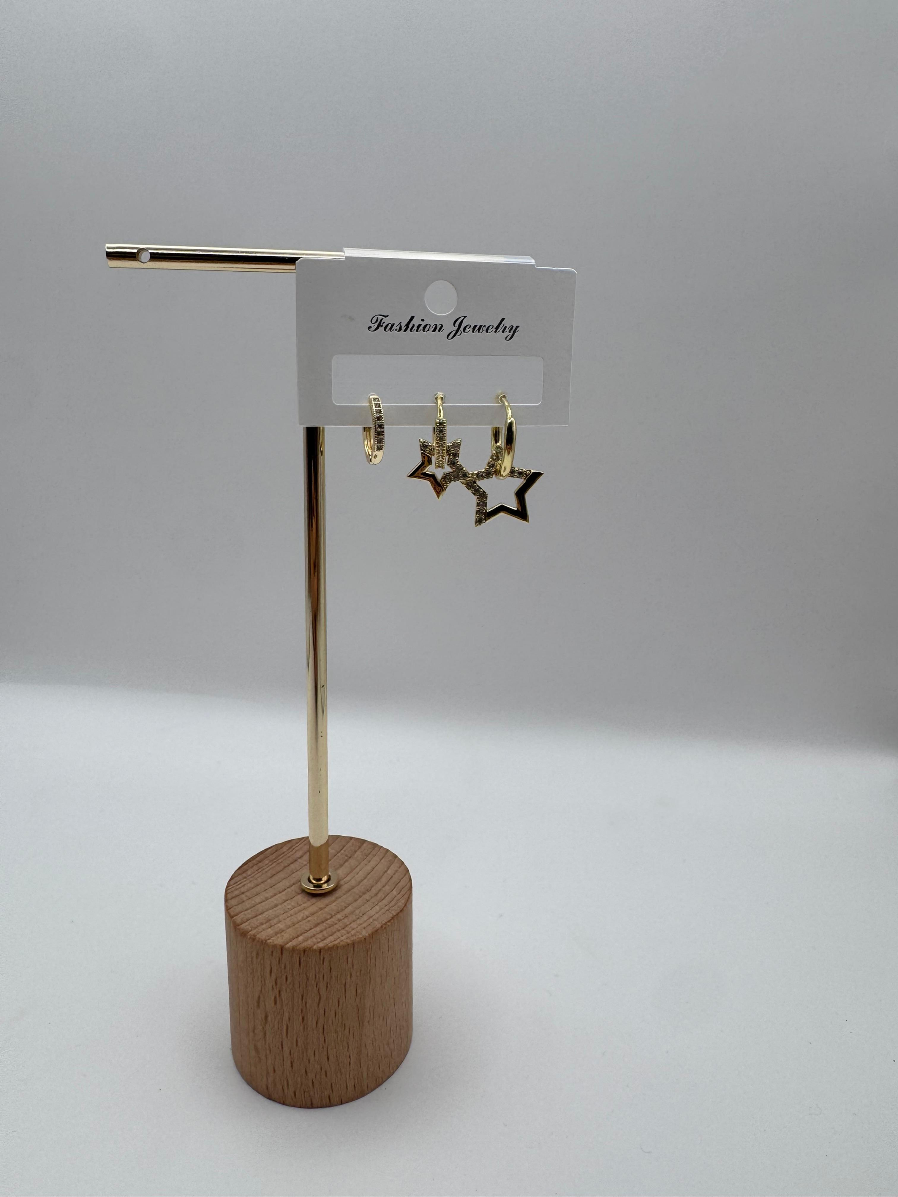 3'lü Gold Küpe