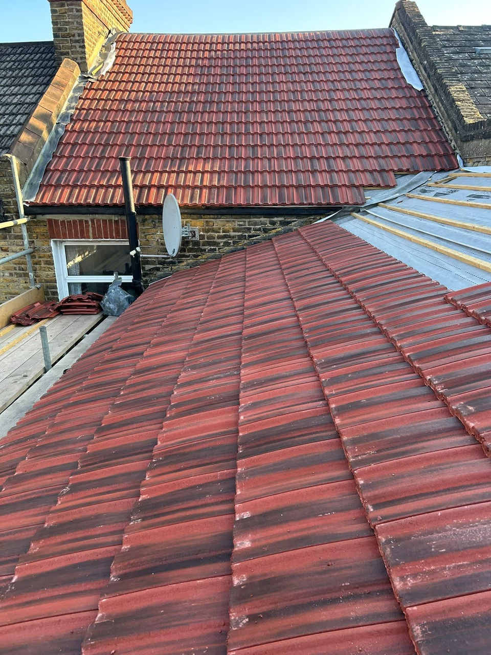 Roof repair in progress