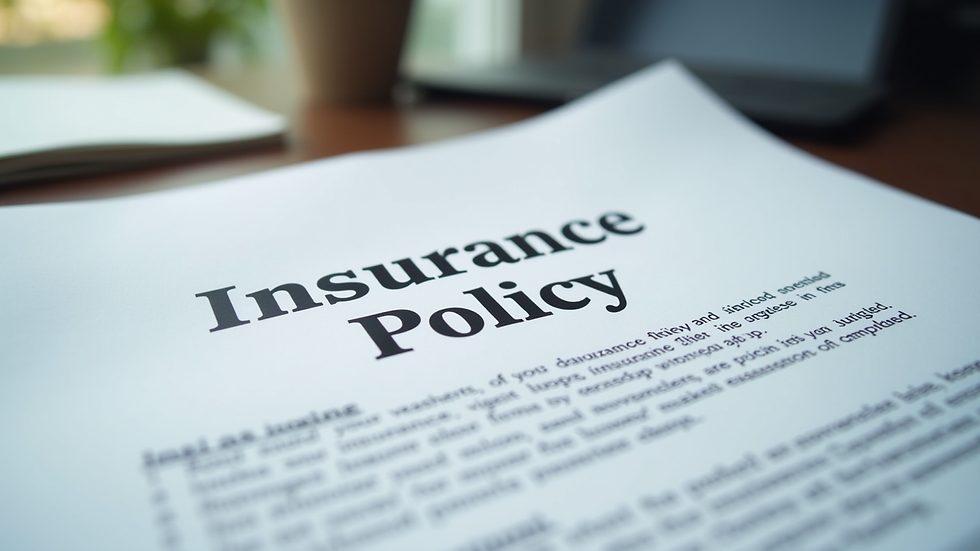Close-up view of insurance policy documents on desk
