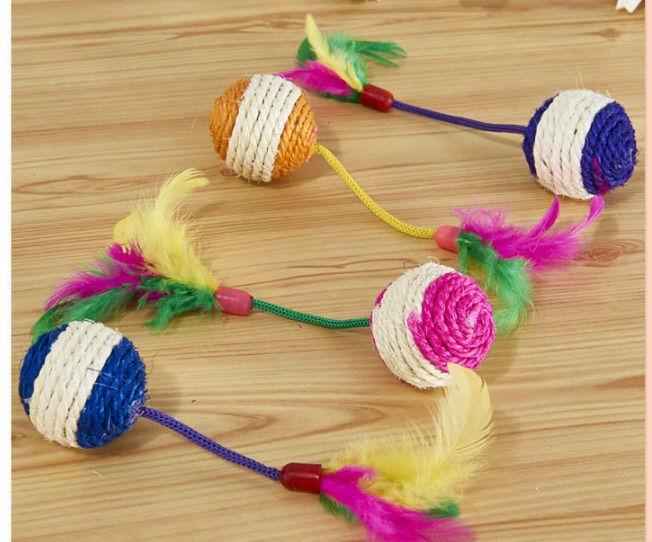 Miniatura: Brinquedo para Gato Bola de Sisal com Bastão de Catnip
