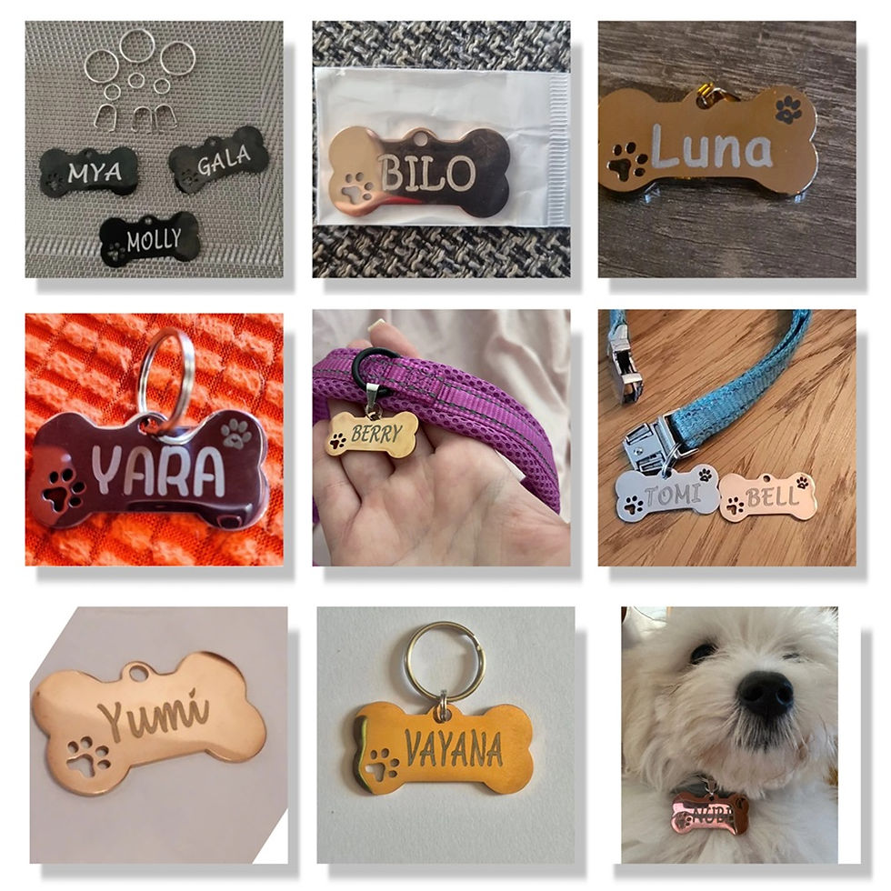 Thumbnail: Placa de Identificação para Animal de Estimação Personalizada Chaveiro Grava