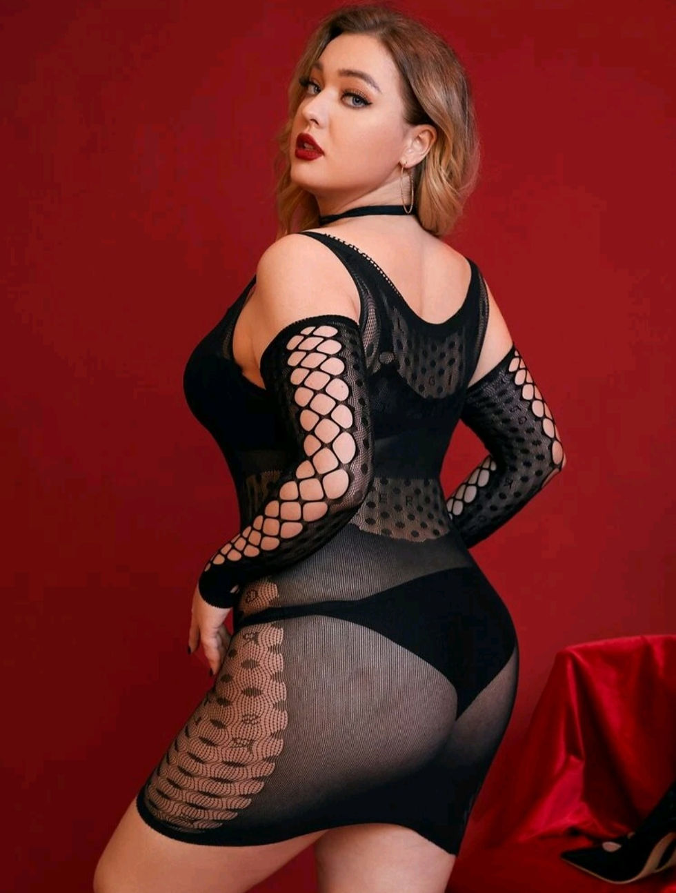 Thumbnail: Hollow Out Fishnet Dress (3333)