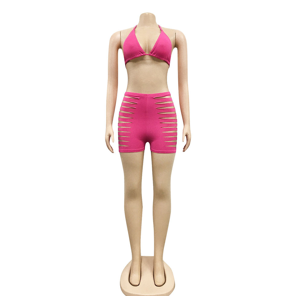 Thumbnail: Ripped Two Piece Shorts Set (3632)