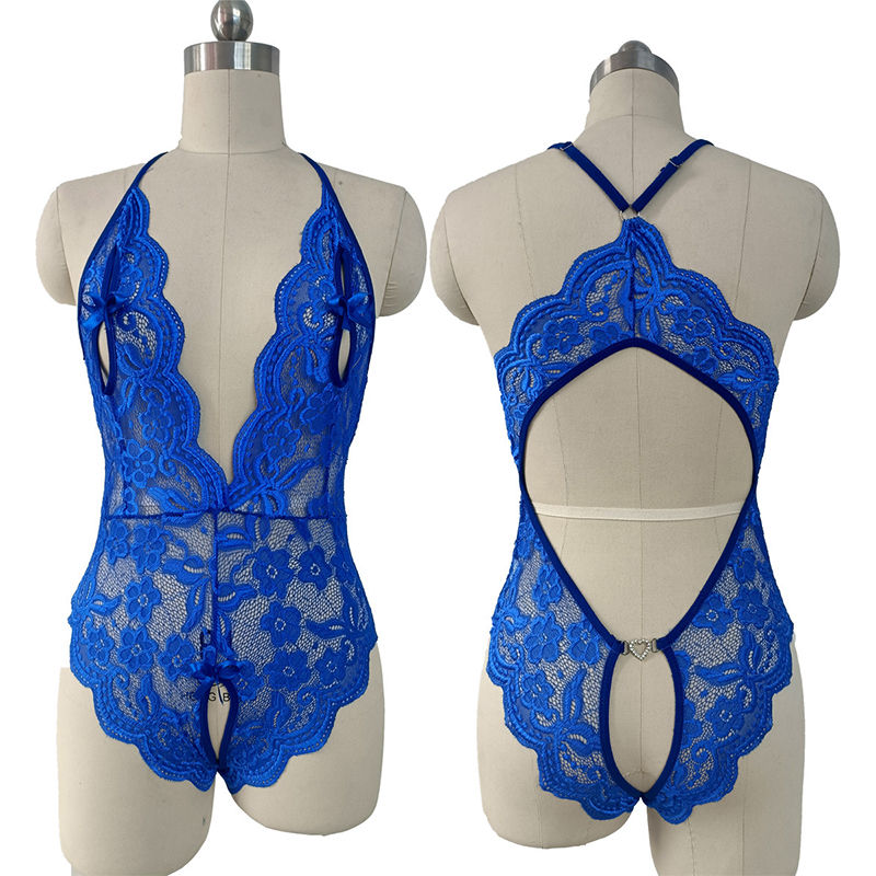 Thumbnail: Lace Crotchless Lingerie Bodysuit (QQ03)