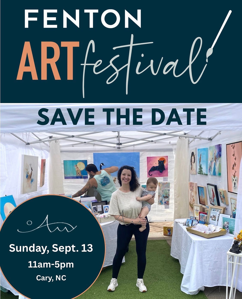 female artist Amy's Creative Corner art vendor tent set up save the date