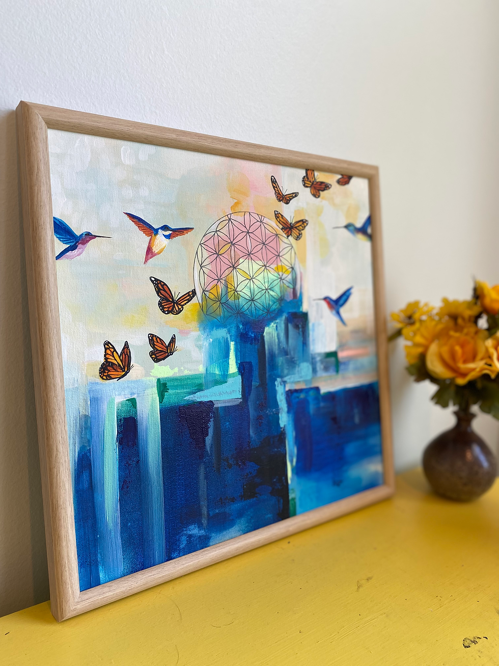 Thumbnail: Sold: Flower of Life framed original painting