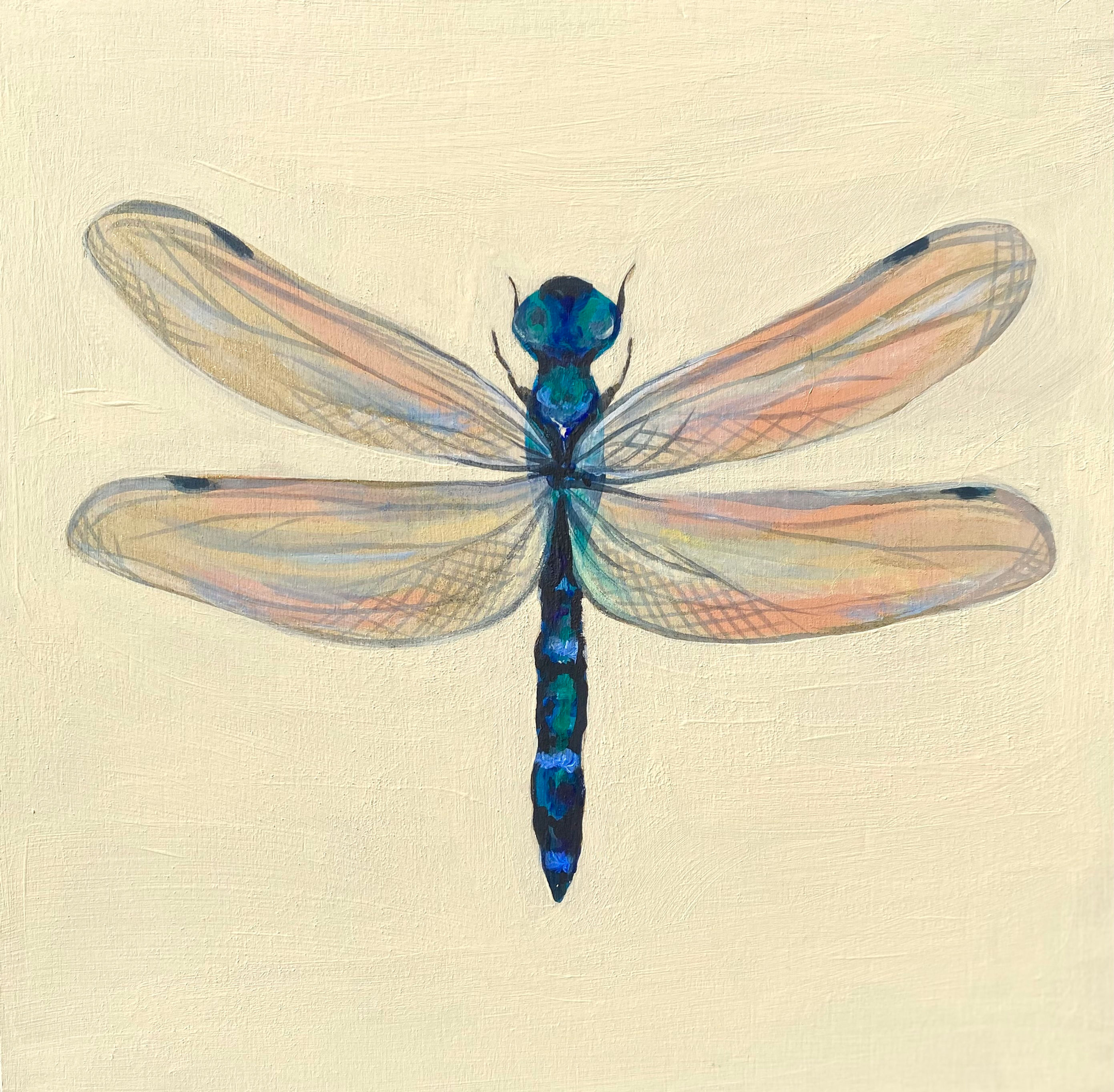 Garden Guardian: The Dragonfly. Original 6x6 woodboard