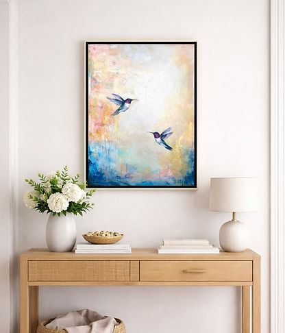 hummingbird abstract art by Raleigh NC artist Amy Jorge