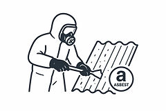 Symbol für Person die Asbest beseitigt „KI-generierte Darstellung“