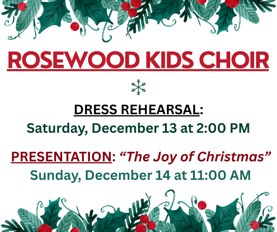 Rosewood Kids Christmas Choir Rehearsals - "The Joy of Christmas"
