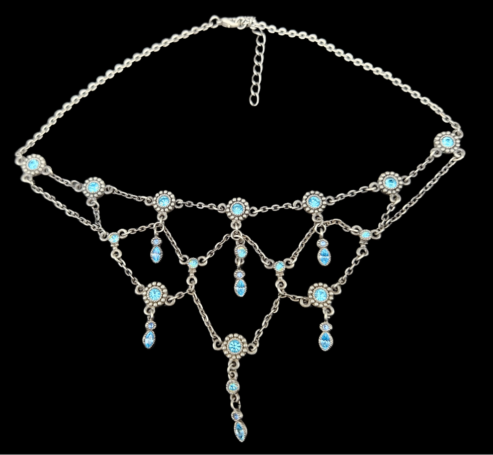 Thumbnail: Vintage Natural Blue Aura Titanium Quartz Crystal necklace