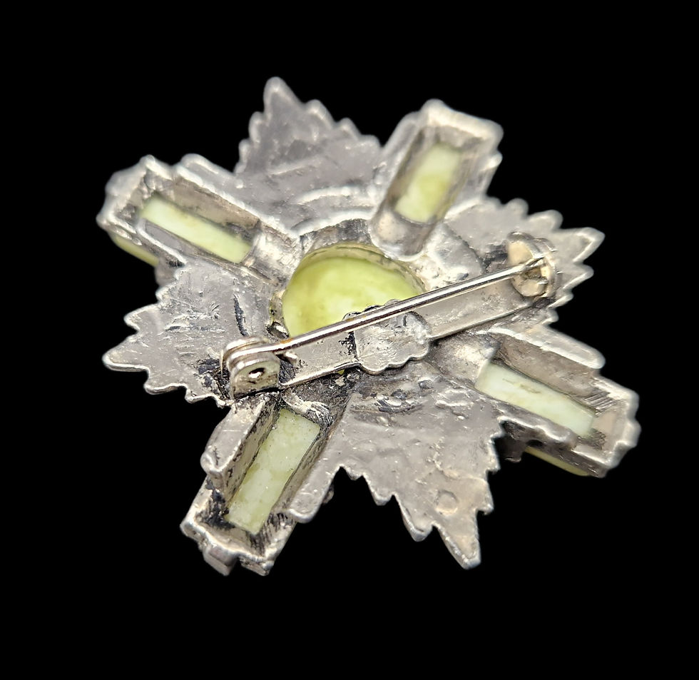 Thumbnail: Antique Green Marble Scottish Brooch 