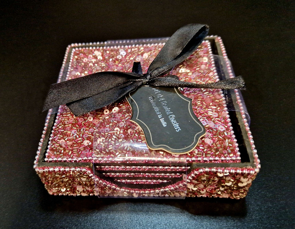 Thumbnail: Beaded Coasters, Box Of 4 Dazzling Coasters.