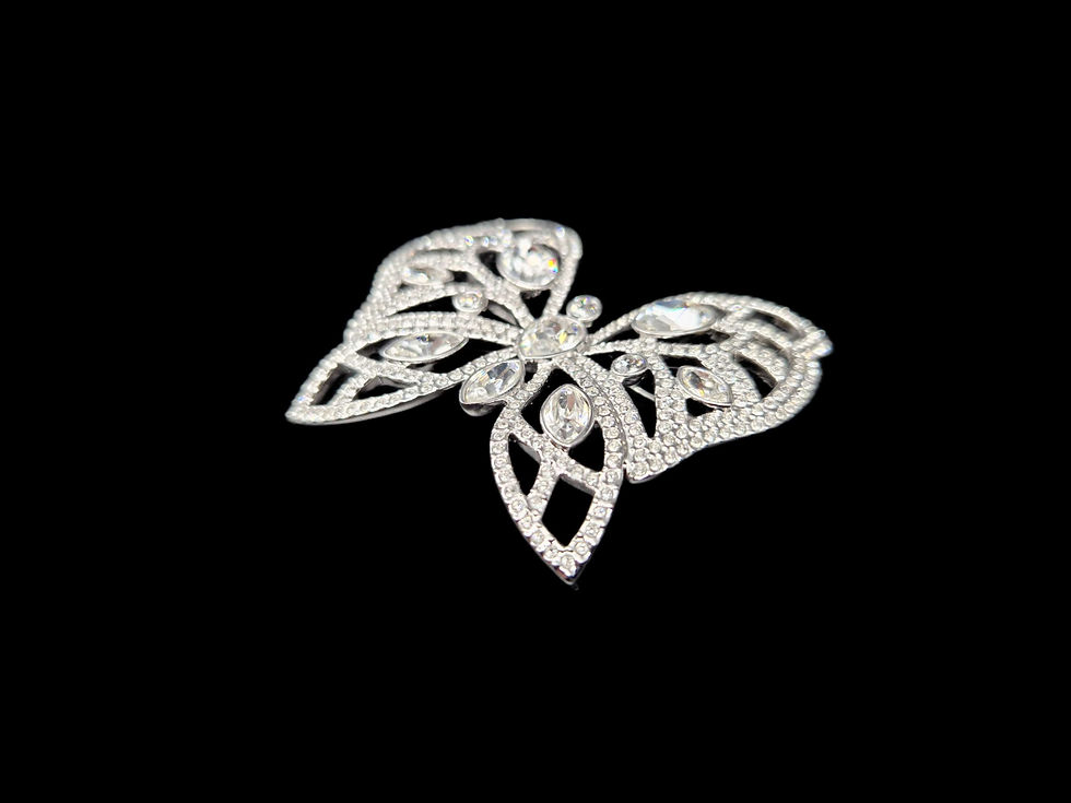 Thumbnail: Exquisite Swarovski Silver Butterfly Brooch 