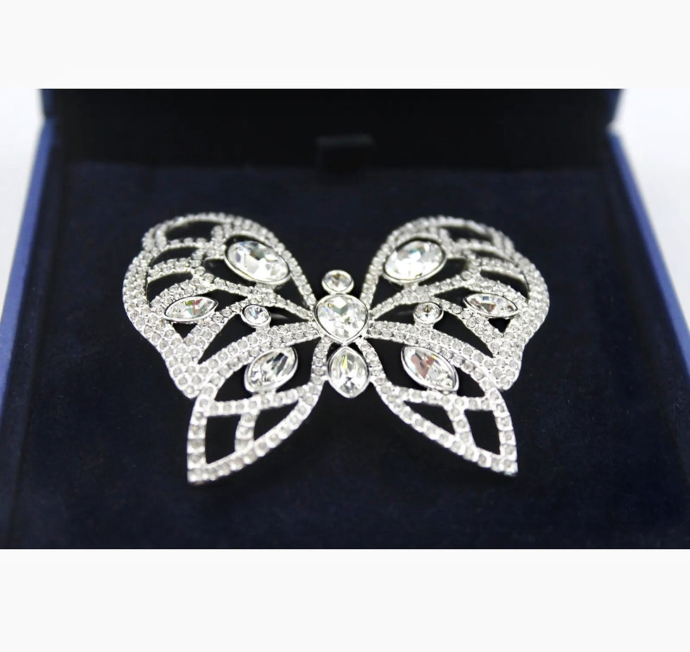 Thumbnail: Exquisite Swarovski Silver Butterfly Brooch 