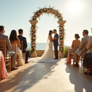 Coastal masía wedding venue with sea view and florals | Casamiga Weddings