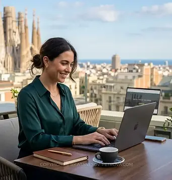 Profesional trabajando en remoto desde España con Digital Nomad Visa