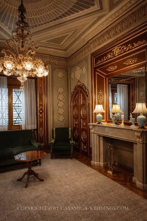 Historic reception room with warm lighting at Bell Recó estate, Argentona, Maresme, near Barcelona Spain