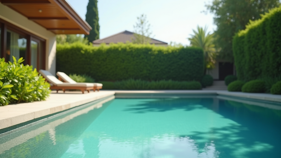 Close-up view of a luxury villa’s outdoor pool area surrounded by lush greenery — Prime Barcelona Real Estate