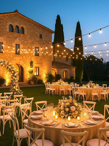 Celebra tu boda en una masía catalana del siglo XVII con vistas panorámicas. Paquete de boda todo incluido en España con lugar de celebración, cena, decoración y coordinación. Desde 30 500 € + IVA.