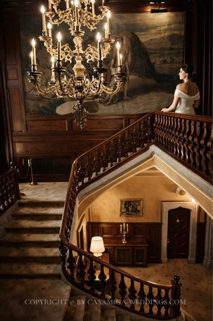 Grand interior staircase with balcony at Bell Recó historic estate, Argentona, near Barcelona Spain