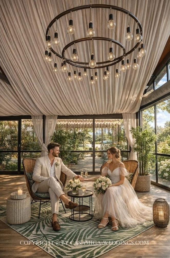 Clifftop terrace at Masia Casa del Mar wedding venue, Garraf Natural Park, near Sitges