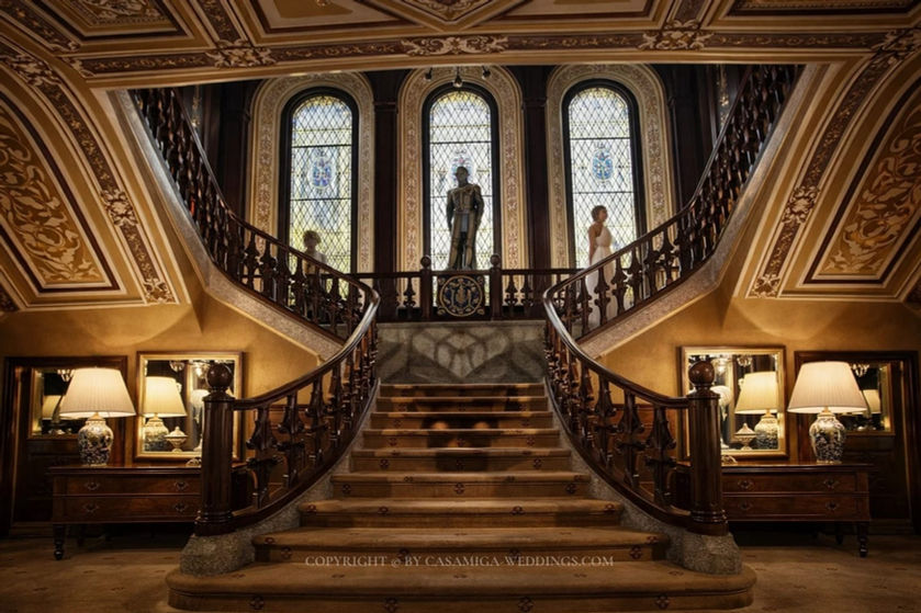 Ornate interior staircase at Bell Recó historic estate, Argentona, Maresme, near Barcelona Spain