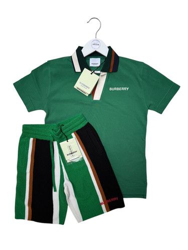 BURBERRY DOUGLAS POLO T-SHIRT AND TOWELLING SHORTS SET Designer