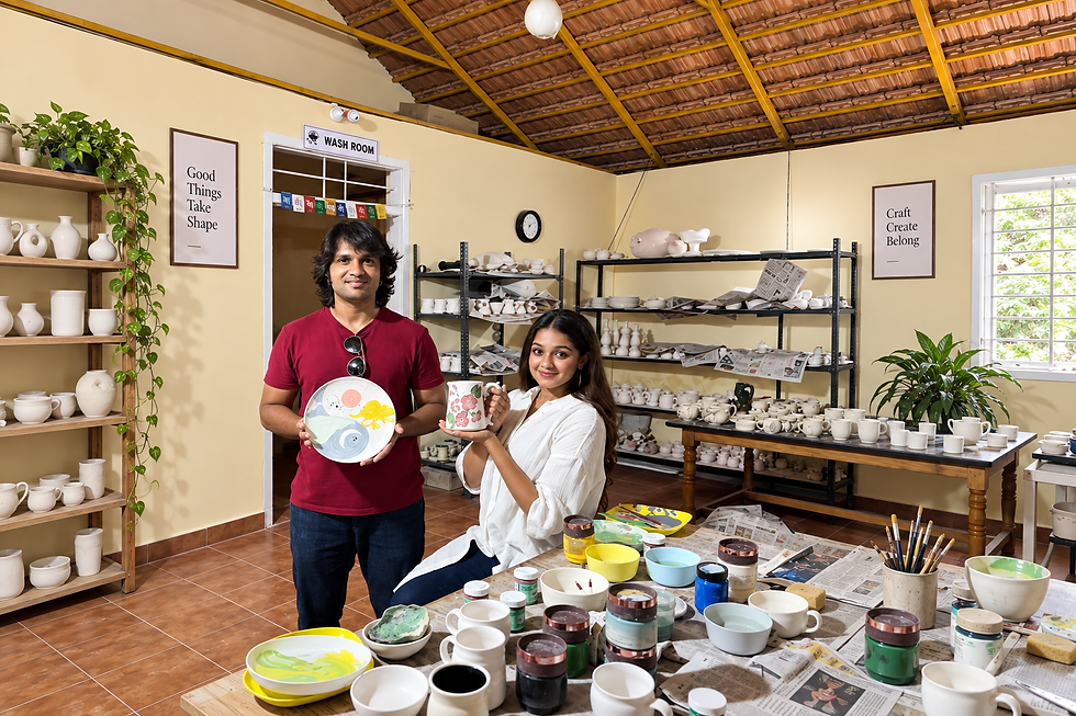 Ceramic artist working with clay