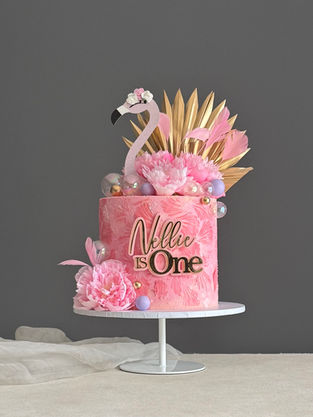 flamingo first birthday cake 