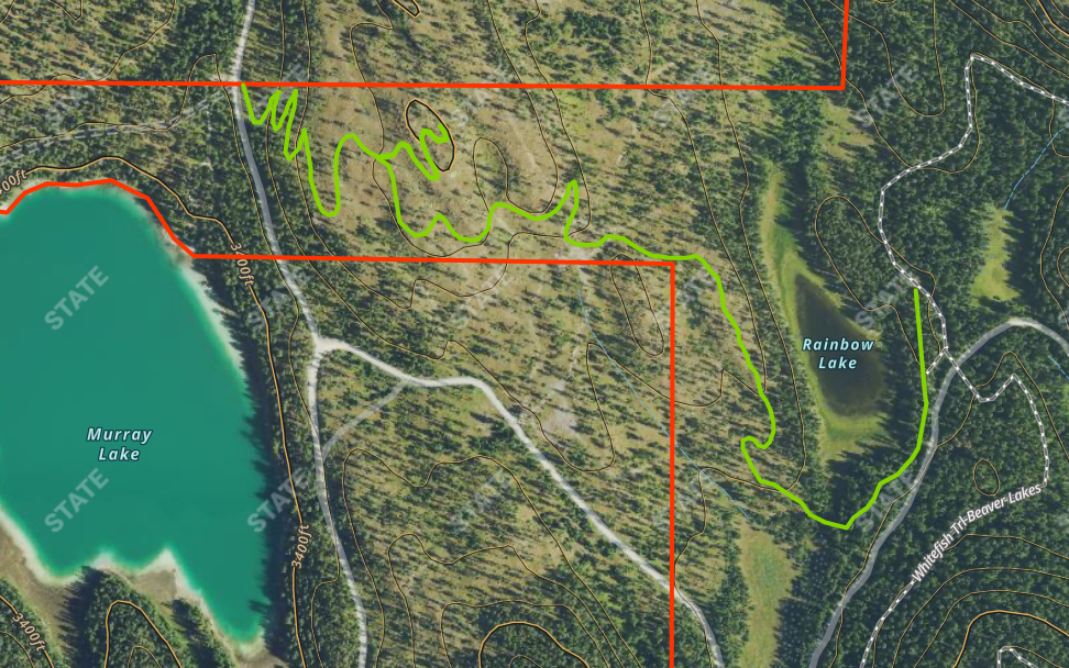 Rainbow to Murray with Beaver Lake PRUE boundary shown in red