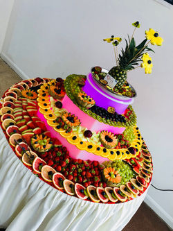 fruit display on led base