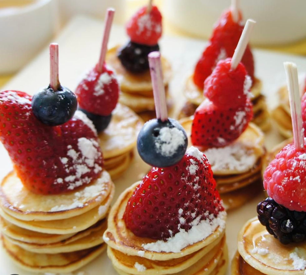 mini pancke canapes for events caterers to hire
