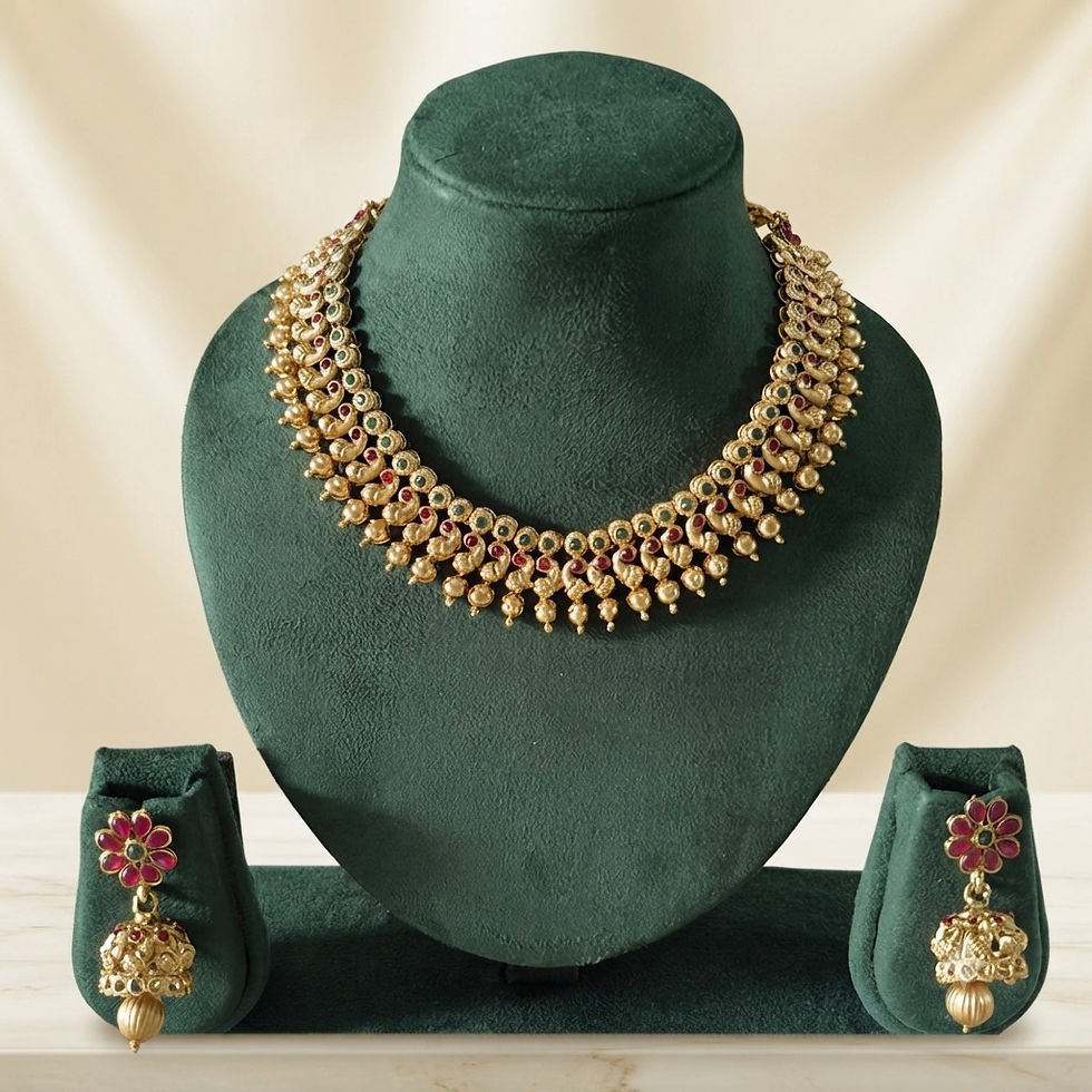 Thumbnail: Kanakadhara Antique Choker Necklace Set 