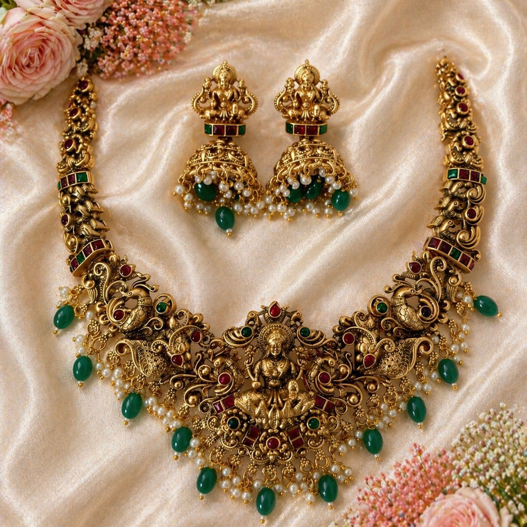 Lakshmi Temple necklace with earrings