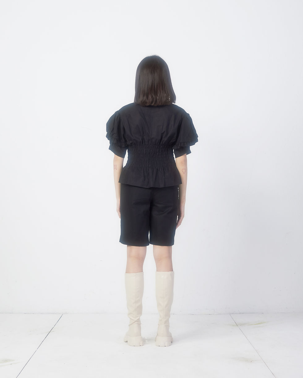 Thumbnail: Linen Cotton Puff Sleeves Top