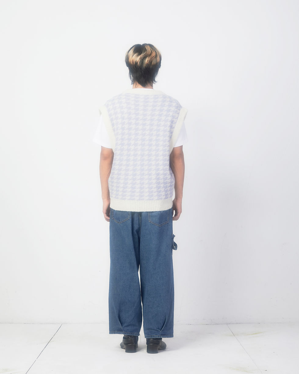 Thumbnail: Camel Wool-blended Houndstooth Knit Vest
