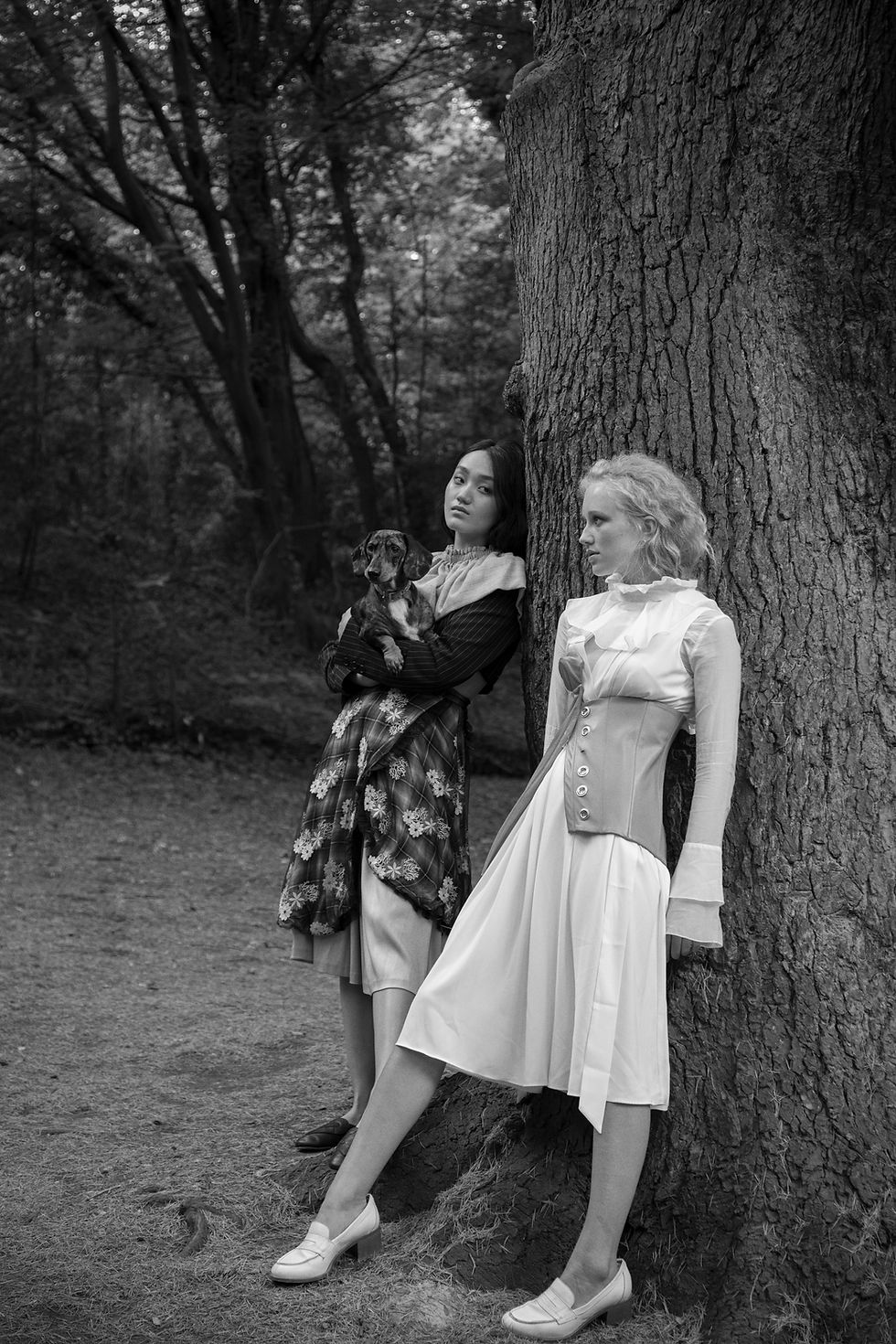 Thumbnail: Floral Embroidered Tulle Check Skirt