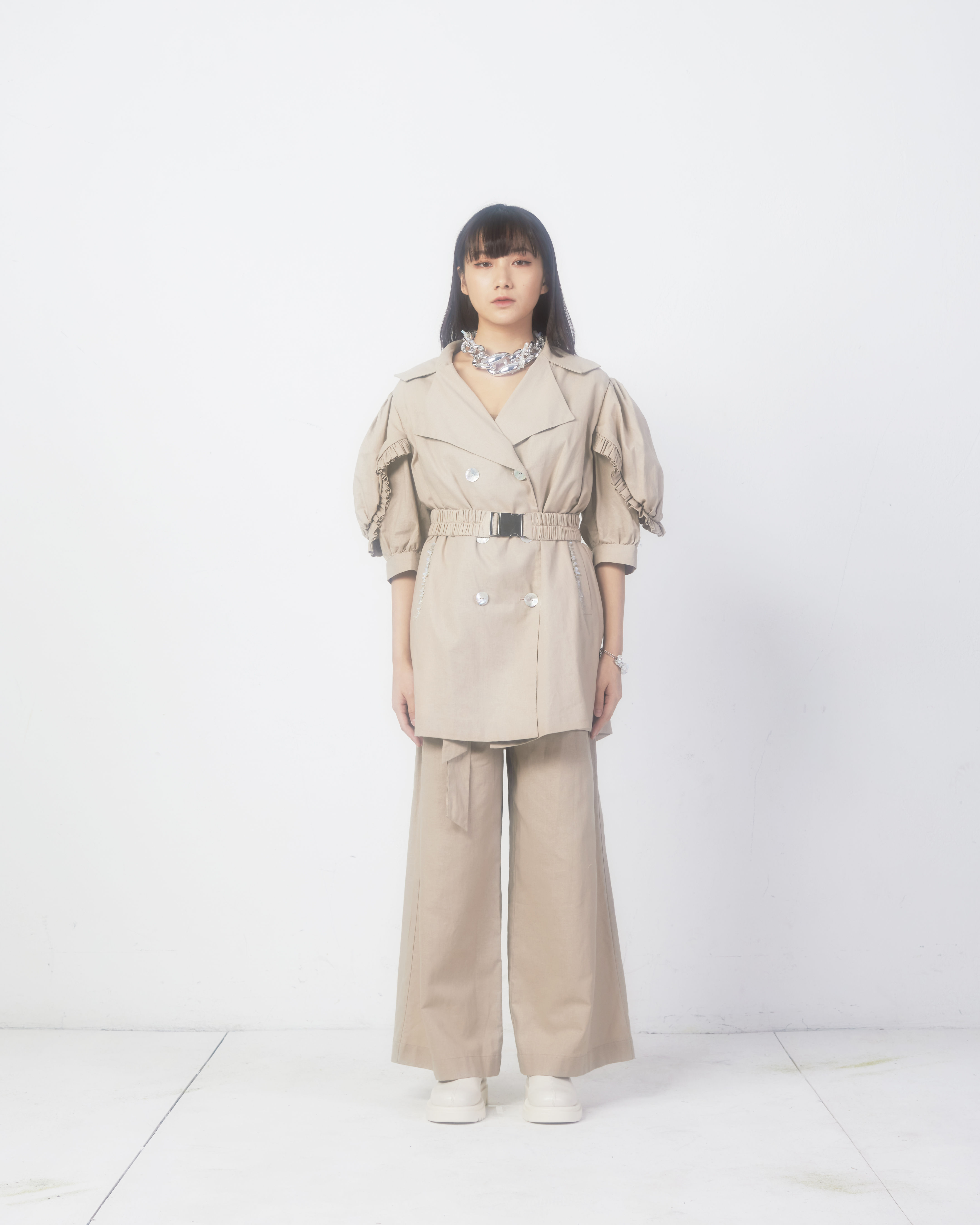 Bubble Sleeve Linen Cotton Coat