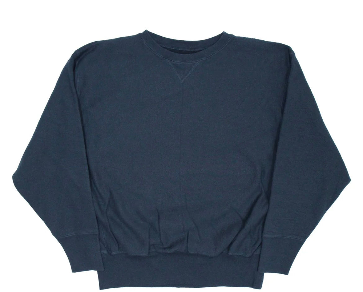 Navy Blue Vintage  Dead stock 1990s reverse weave crew neck sweatshirt 