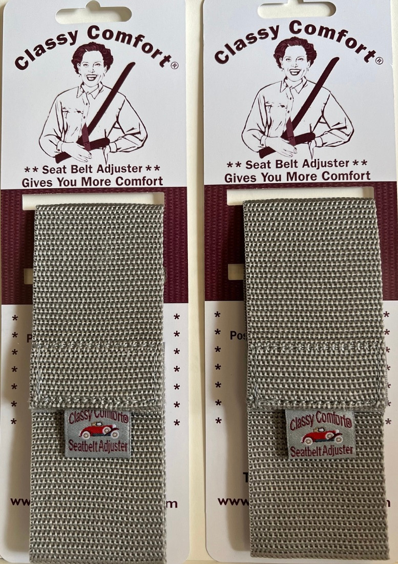 Set of 2 Classy Comfort Seatbelt Adjuster-GRAY - FREE STANDARD SHIPPING