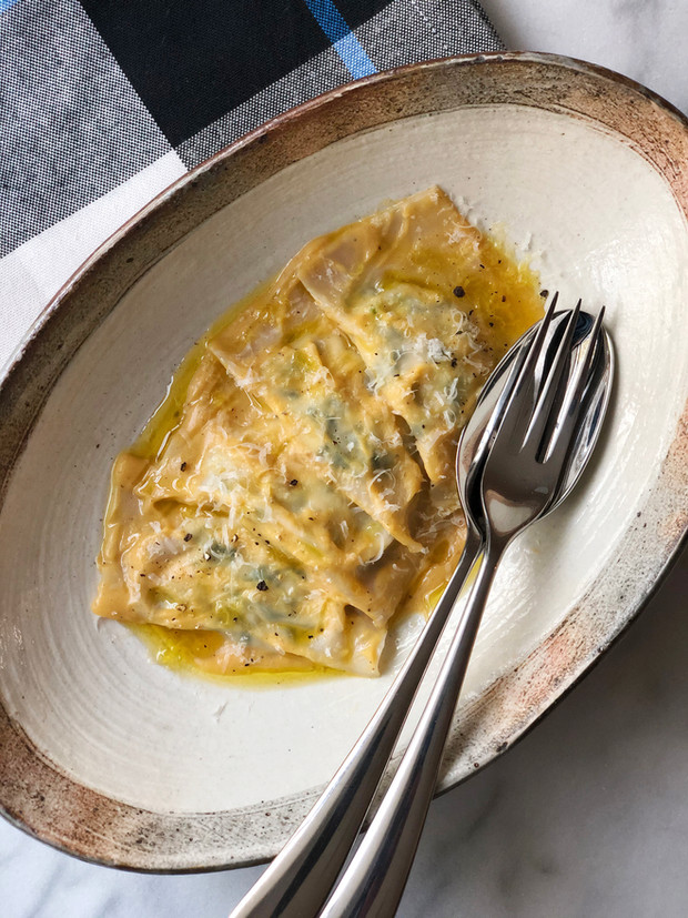 Spinach Ricotta Ravioli with Butternut Squash