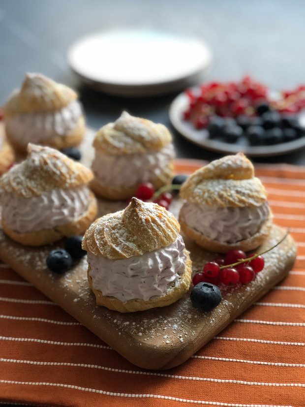 Vanilla Bean Pastries with Blueberry Cream