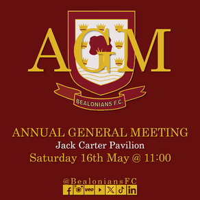 Bealonians FC AGM - Saturday 16 May