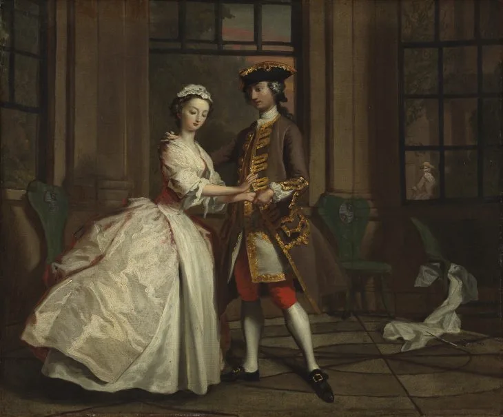 Pintura de Pamela e o Sr. B na Summer House. Joseph Higmore